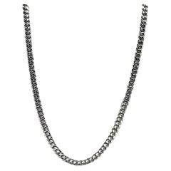 Used Men's Solid Cuban Link Chain Necklace 25' Inches 5 MM Wide in Platinum