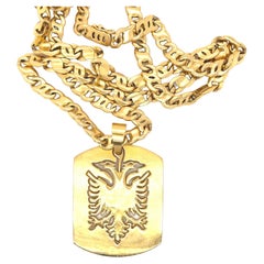 Bespoke Orders Only: Chunky Solid Gold Necklace with Two-Headed Eagle Pendant