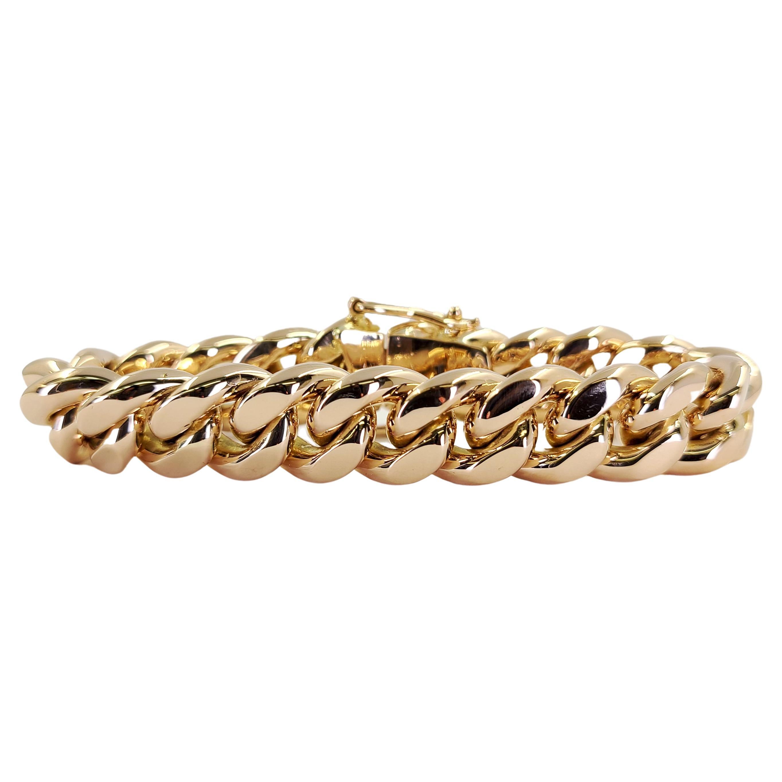 Men's Solid Heavy Rose Gold Curb Link Bracelet