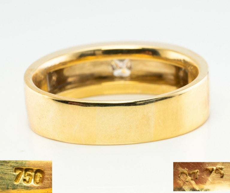Mens Solitaire Princess Diamond Ring 18K Gold Band Wedding For Sale 1