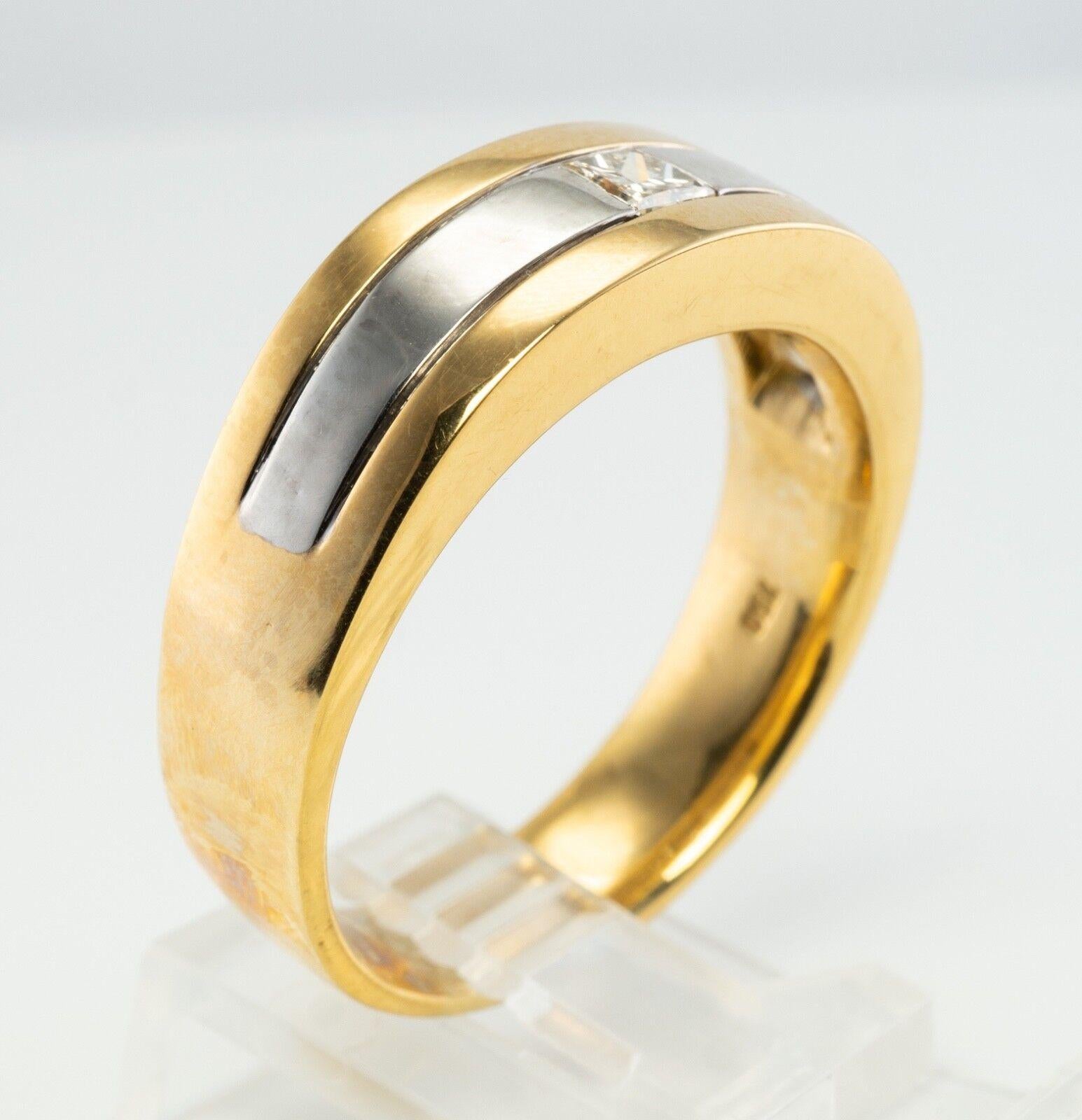 Mens Solitaire Princess Diamond Ring 18K Gold Band Wedding 3