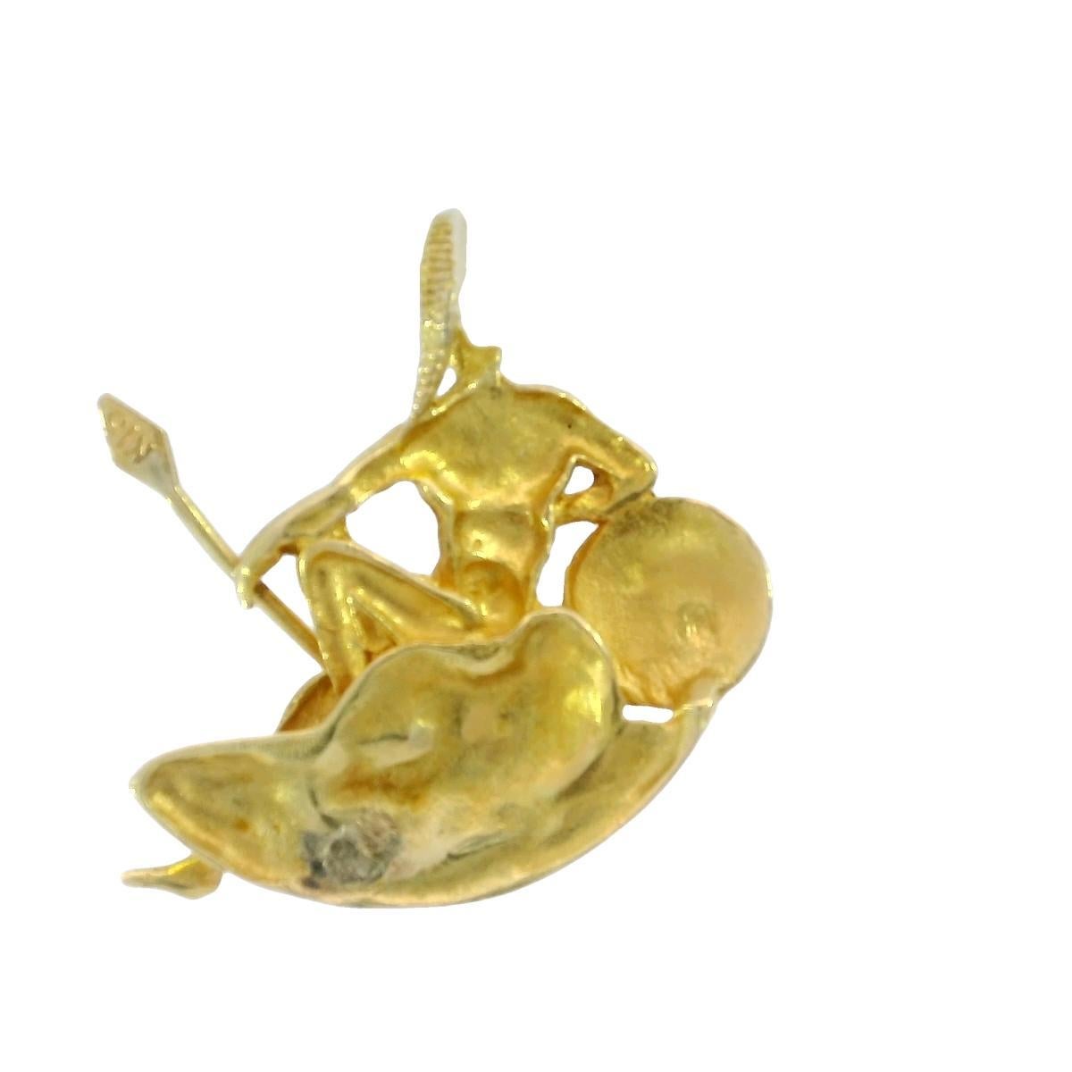 Men's Mens Spartan Warrior Pendant Sword and Shield in 18K Yellow Gold Pendant For Sale