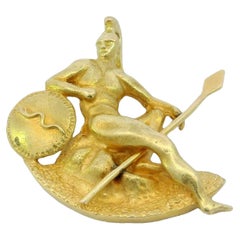 Mens Spartan Warrior Pendant Sword and Shield in 18K Yellow Gold Pendant
