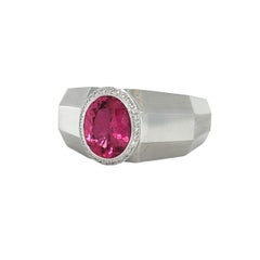 Men's Spinel and Diamond 14KWY Two tone Gold Ring