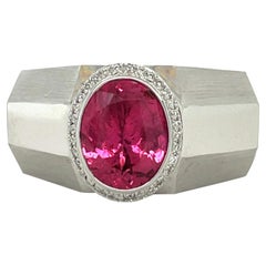 Anello da uomo in oro bicolore con spinello e diamante 14KWY