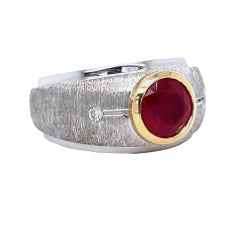 Men's Spinel and Diamond 14KYW Gold Ring