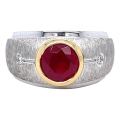 Anello da uomo in oro 14KYW con spinello e diamante