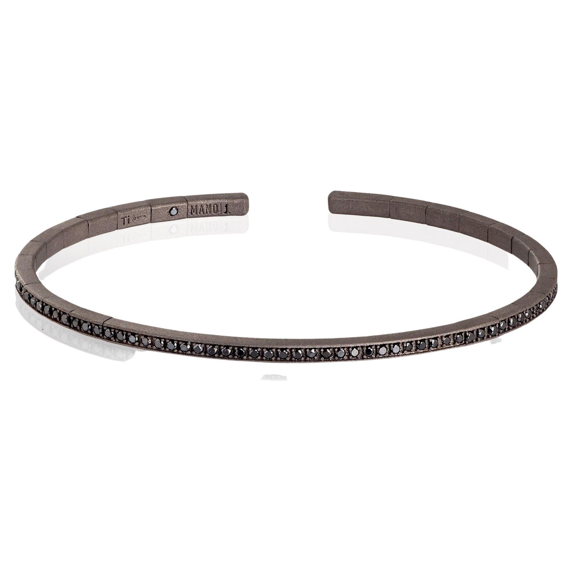 Men's Spring Bracelet in Titanium and Black Diamonds