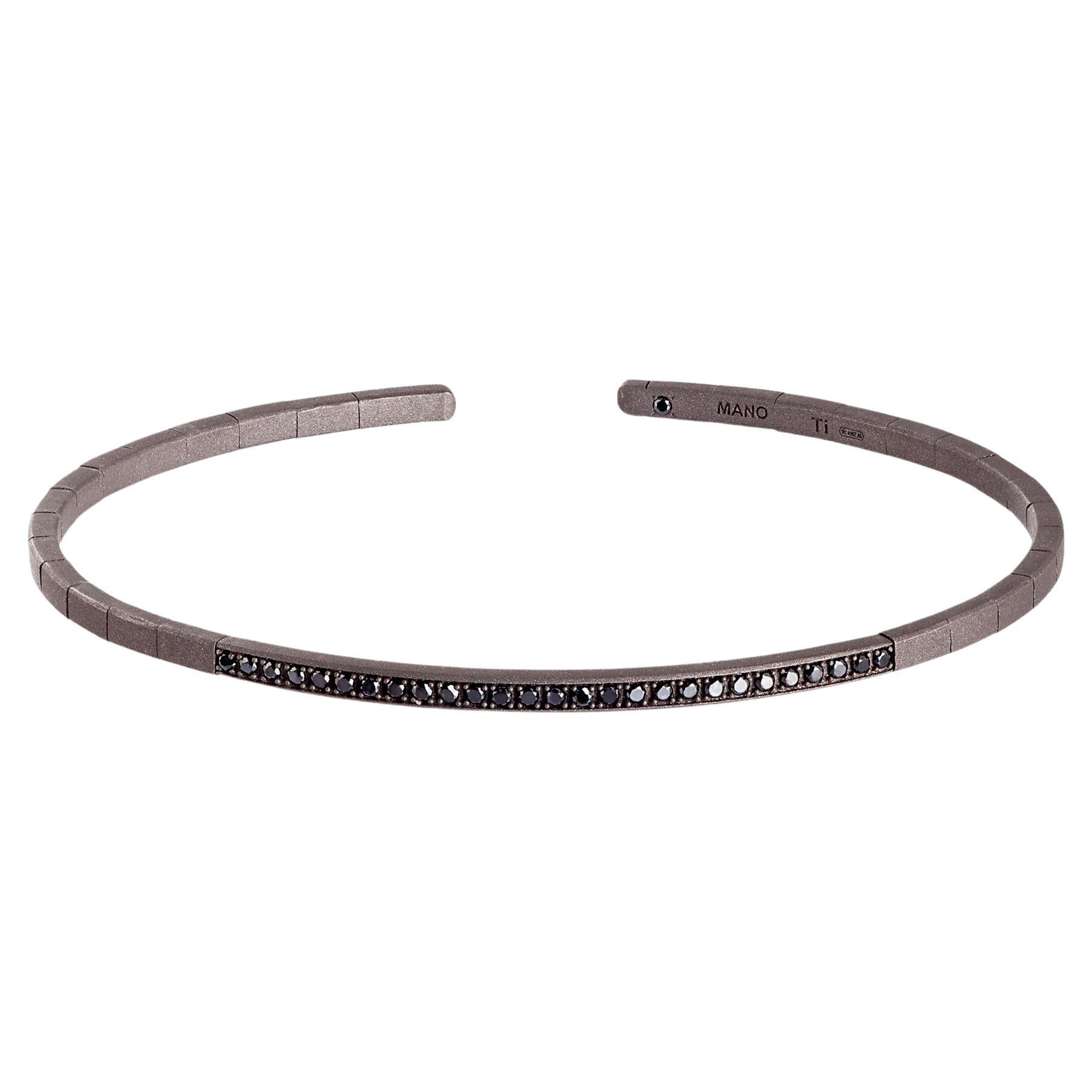 Men's Spring Bracelet in Titanium and Black Diamonds