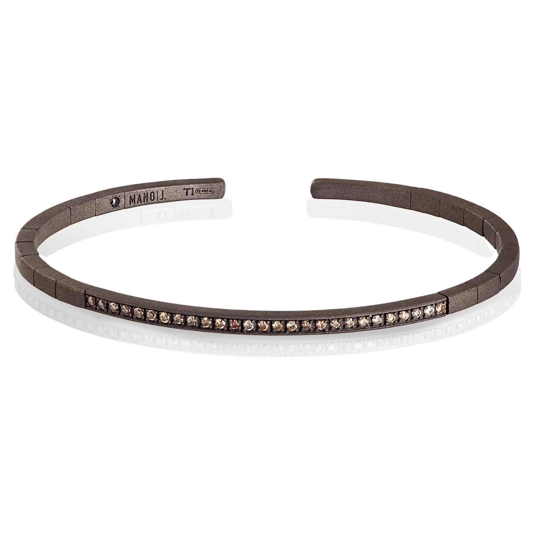 Men's Spring Bracelet in Titanium and Brown Diamonds