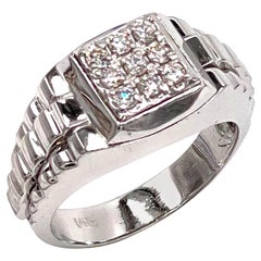 Men's Square Shaped Ring with 0.35 Carats Diamonds in 14K Gold