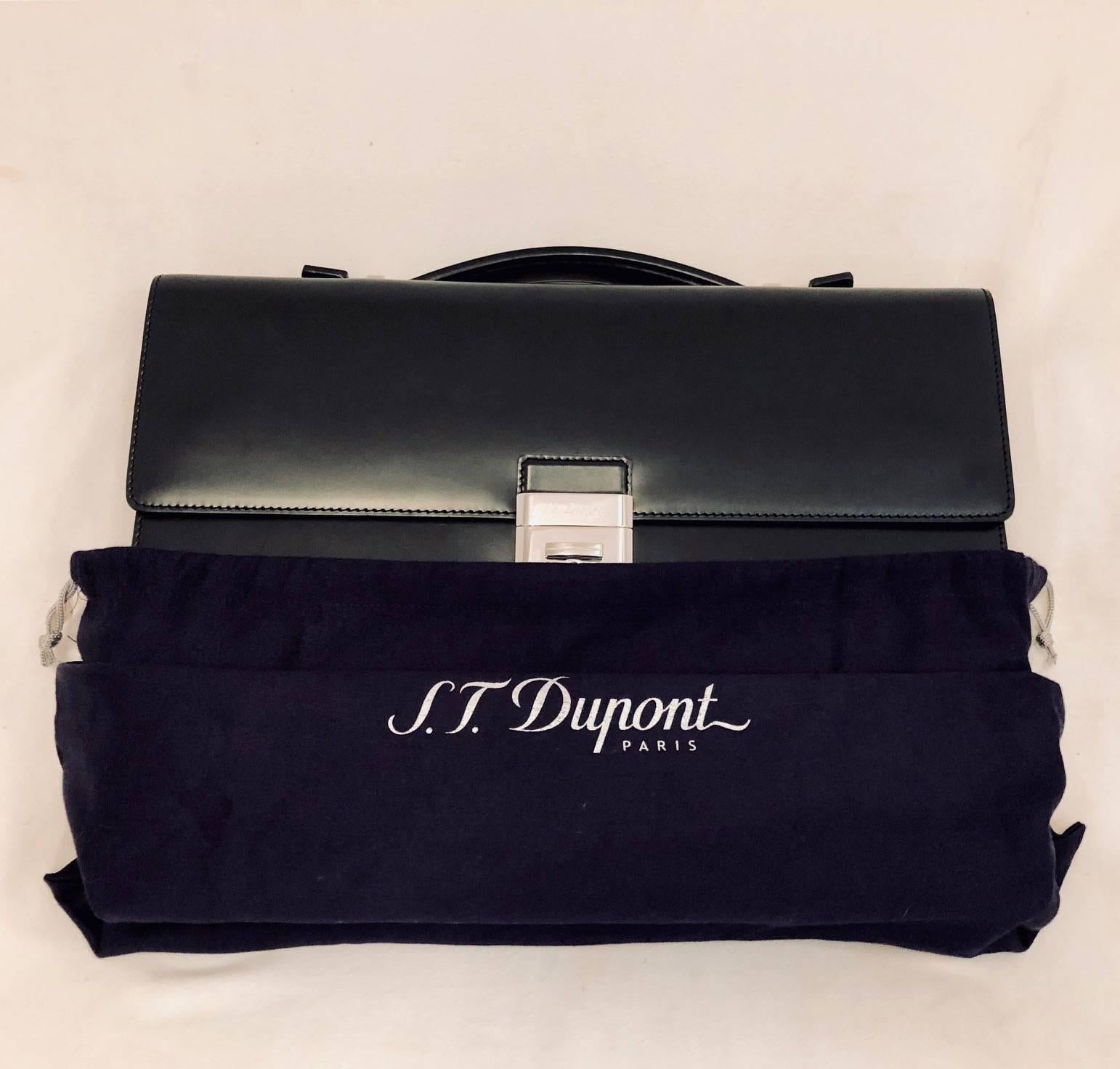 Men's S.T. Dupont Leather Briefcase, 1 Gusset - New For Sale 3