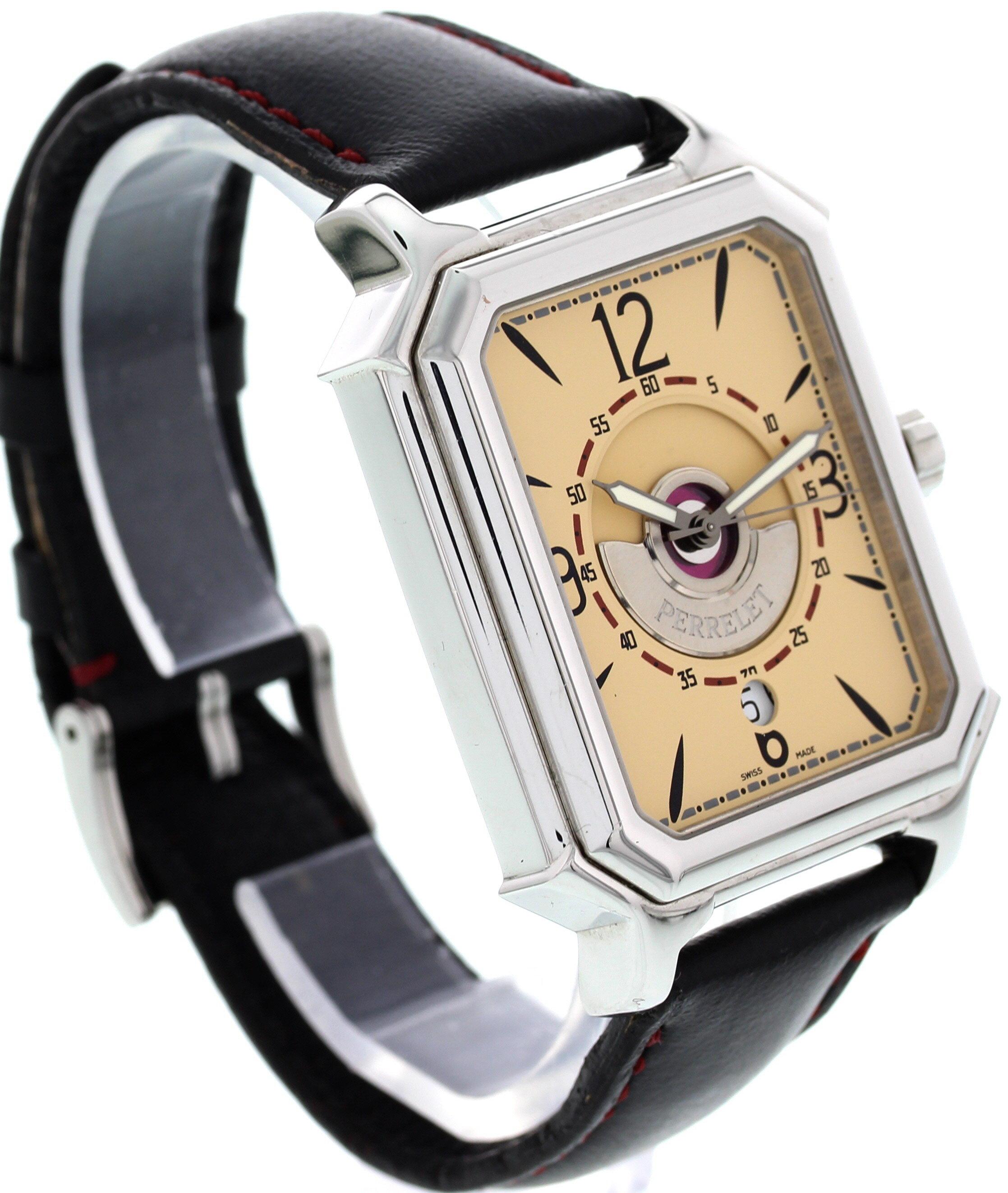 Men's Stainless Steel Perrelet Rectangle Royale Automatic In Excellent Condition In New York, NY