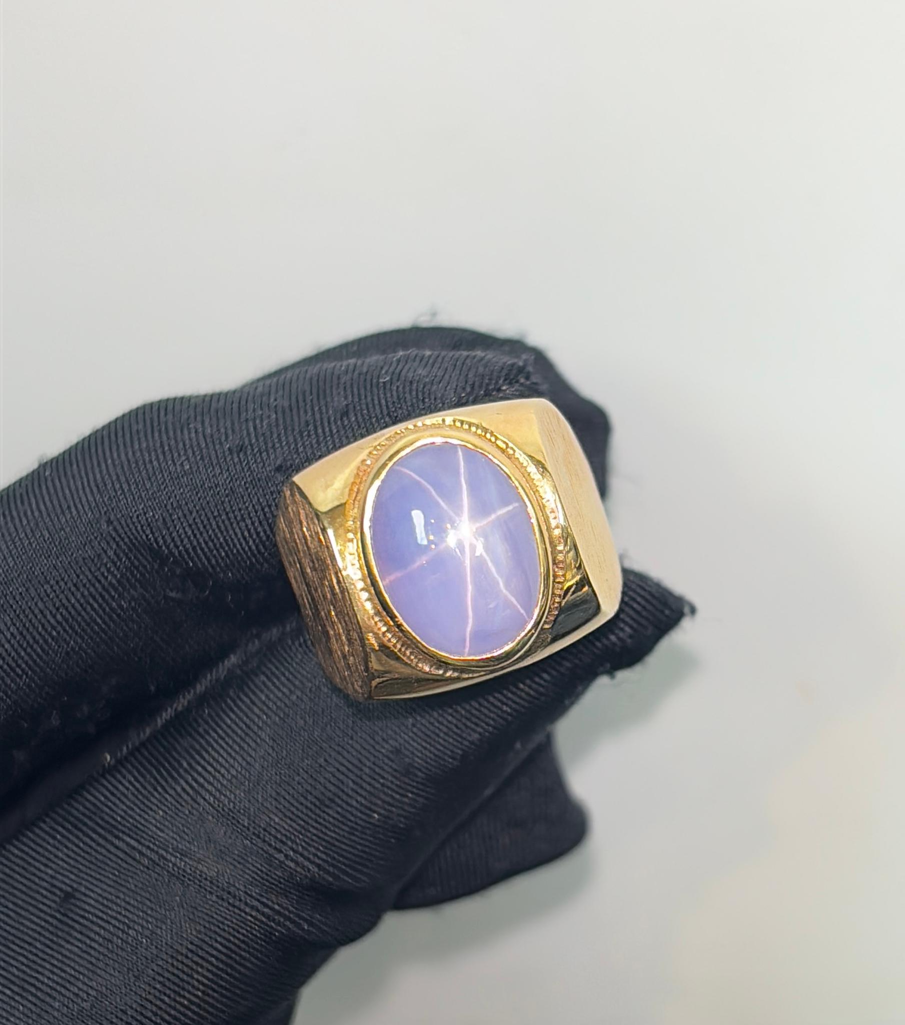 Bague saphir étoilé pour homme Excellent état - En vente à New York, NY