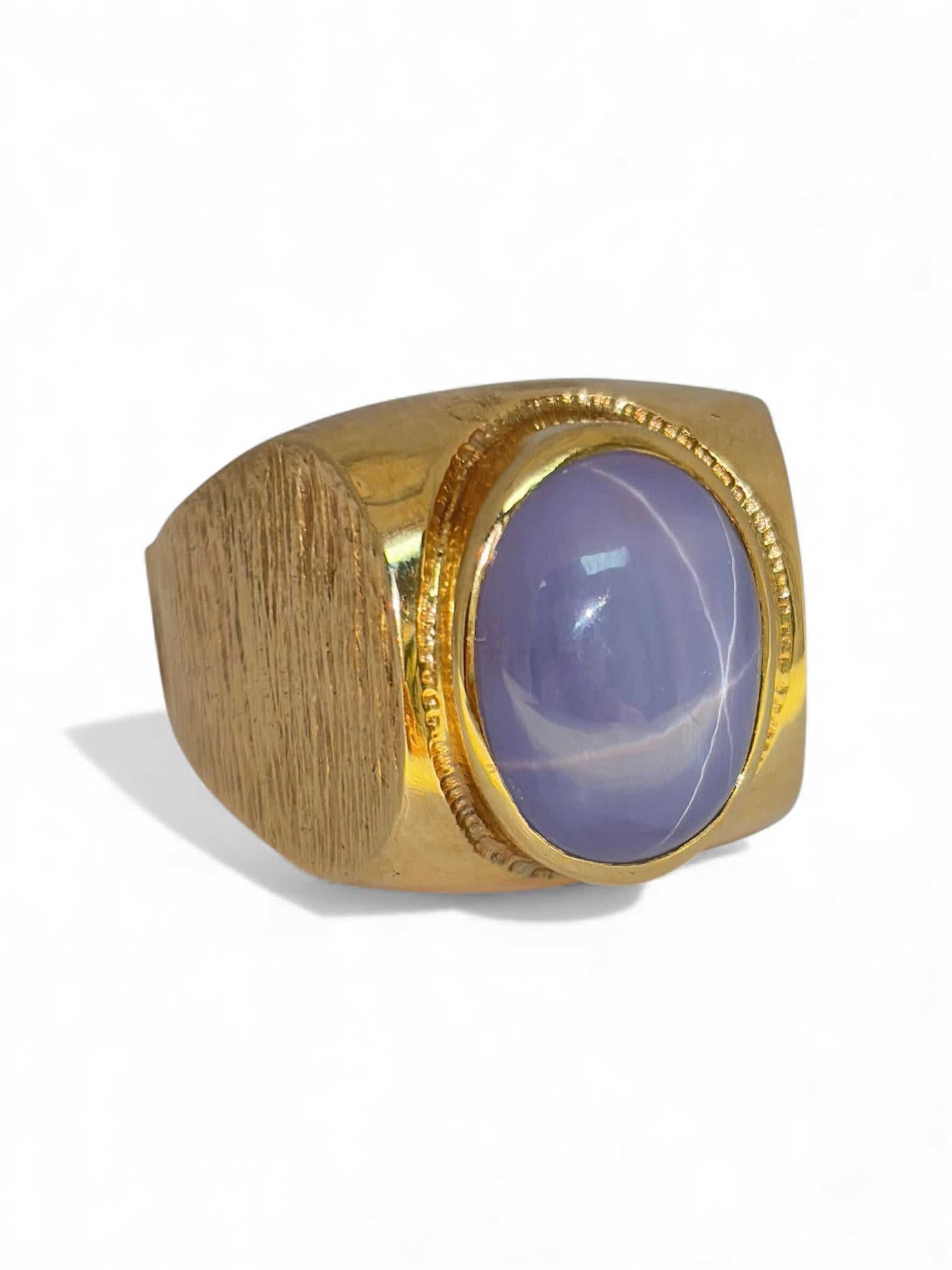 Bague saphir étoilé pour homme en vente 3