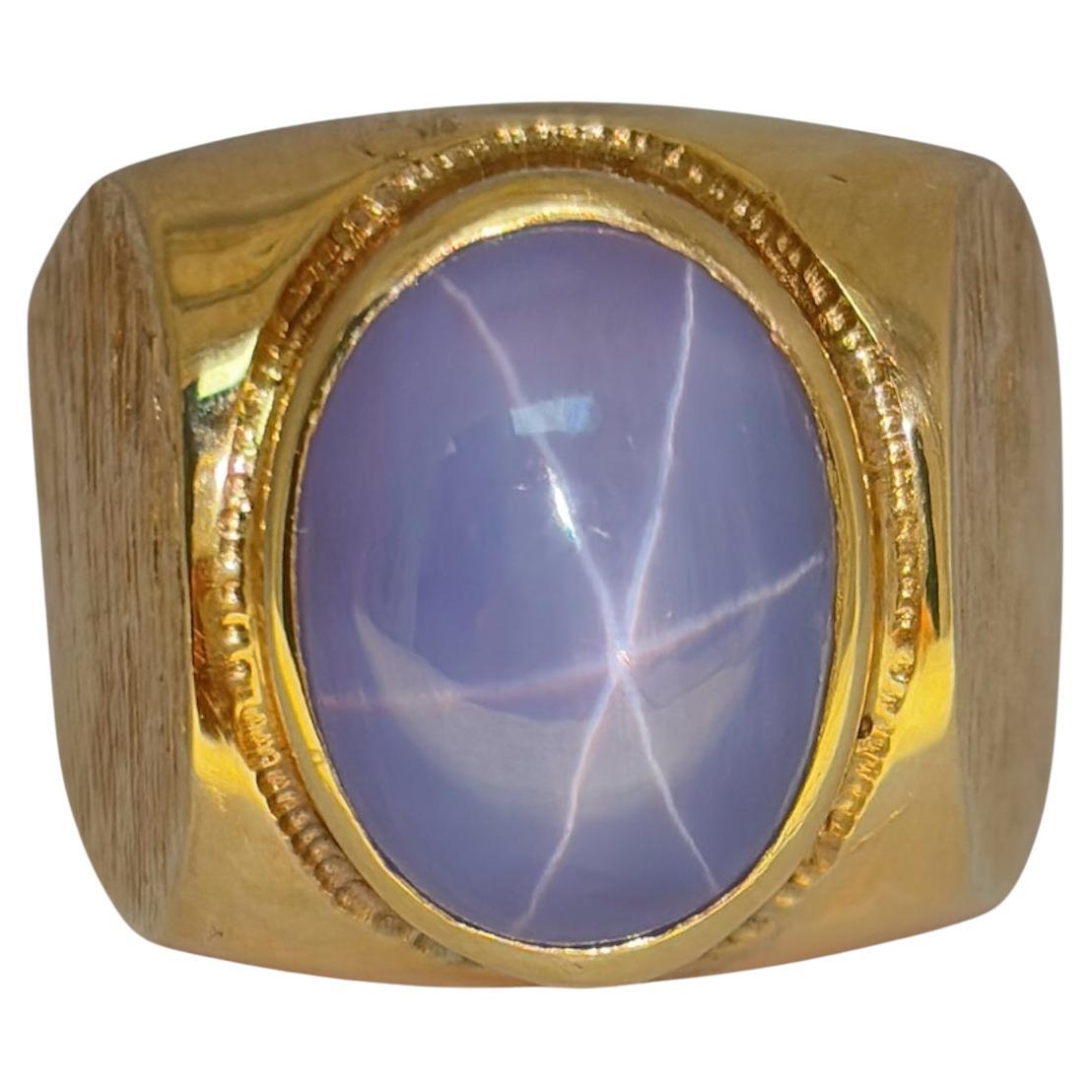 Bague saphir étoilé pour homme