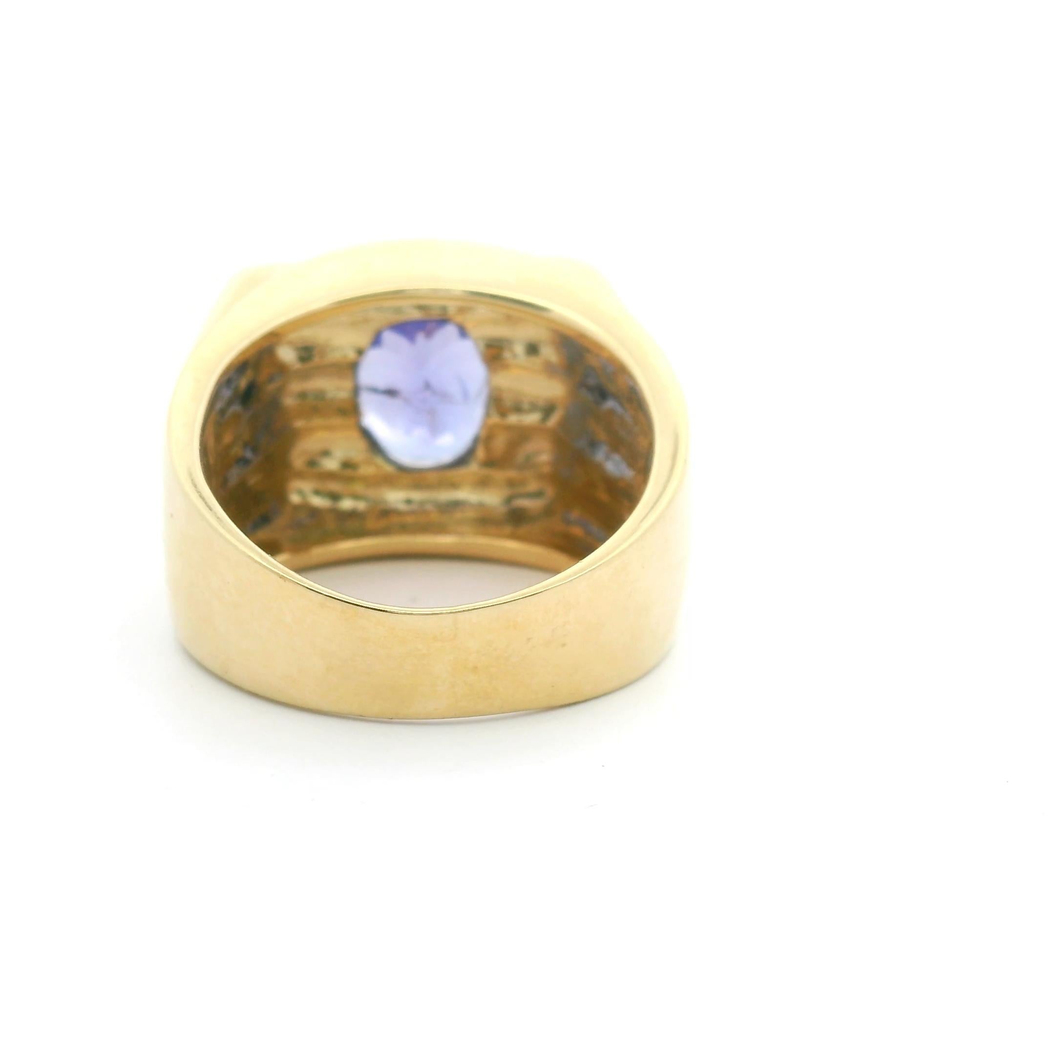Uomo Mens Statement Classic Tanzanite Solitaire Solid Gold 14k Fashion Ring in vendita