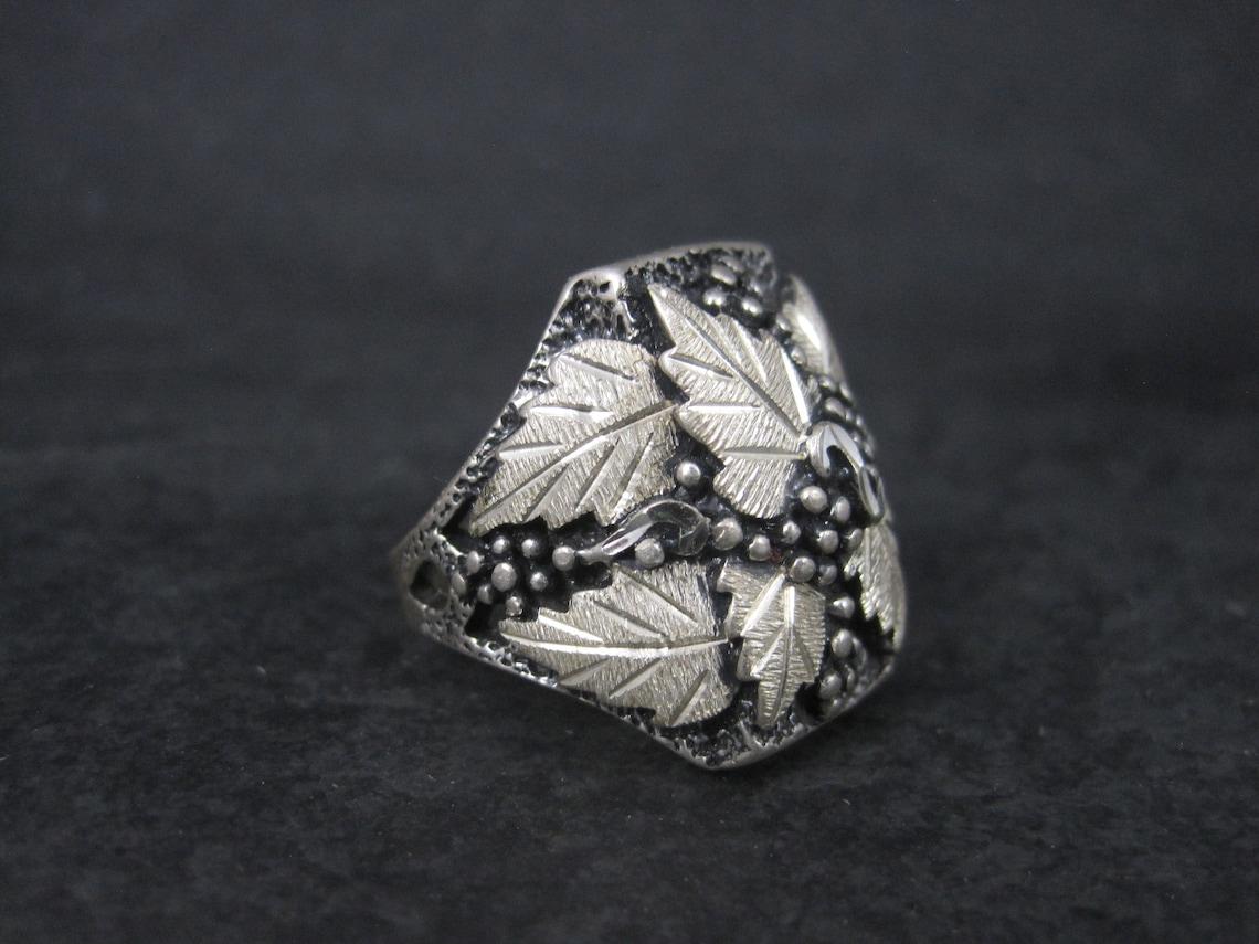 Art Deco Mens Sterling Black Hills Silver Ring Size 9 Heavy Ornate Sterling For Sale