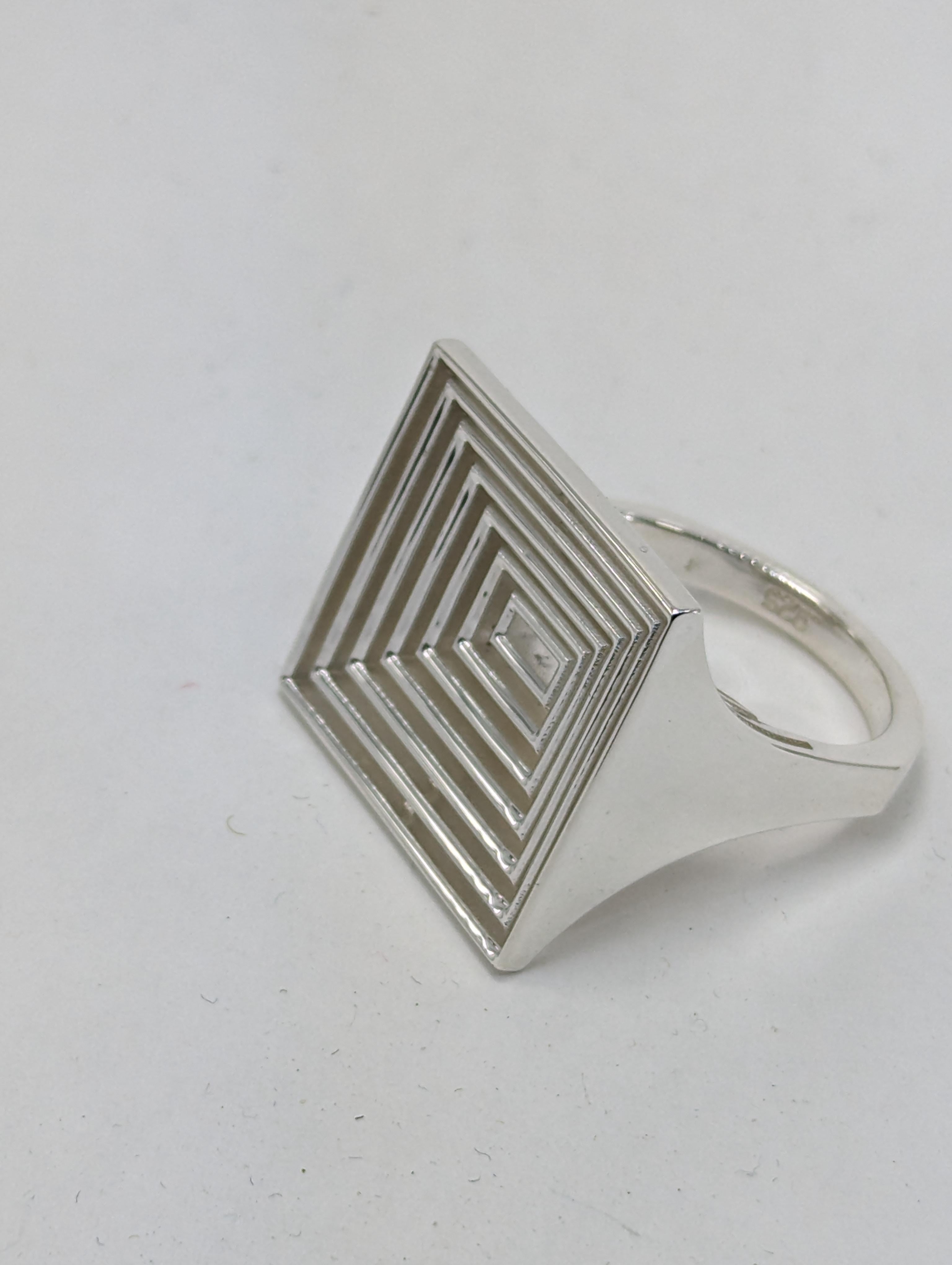 For Sale:  Men's Sterling Rectangle Rows Ring 7