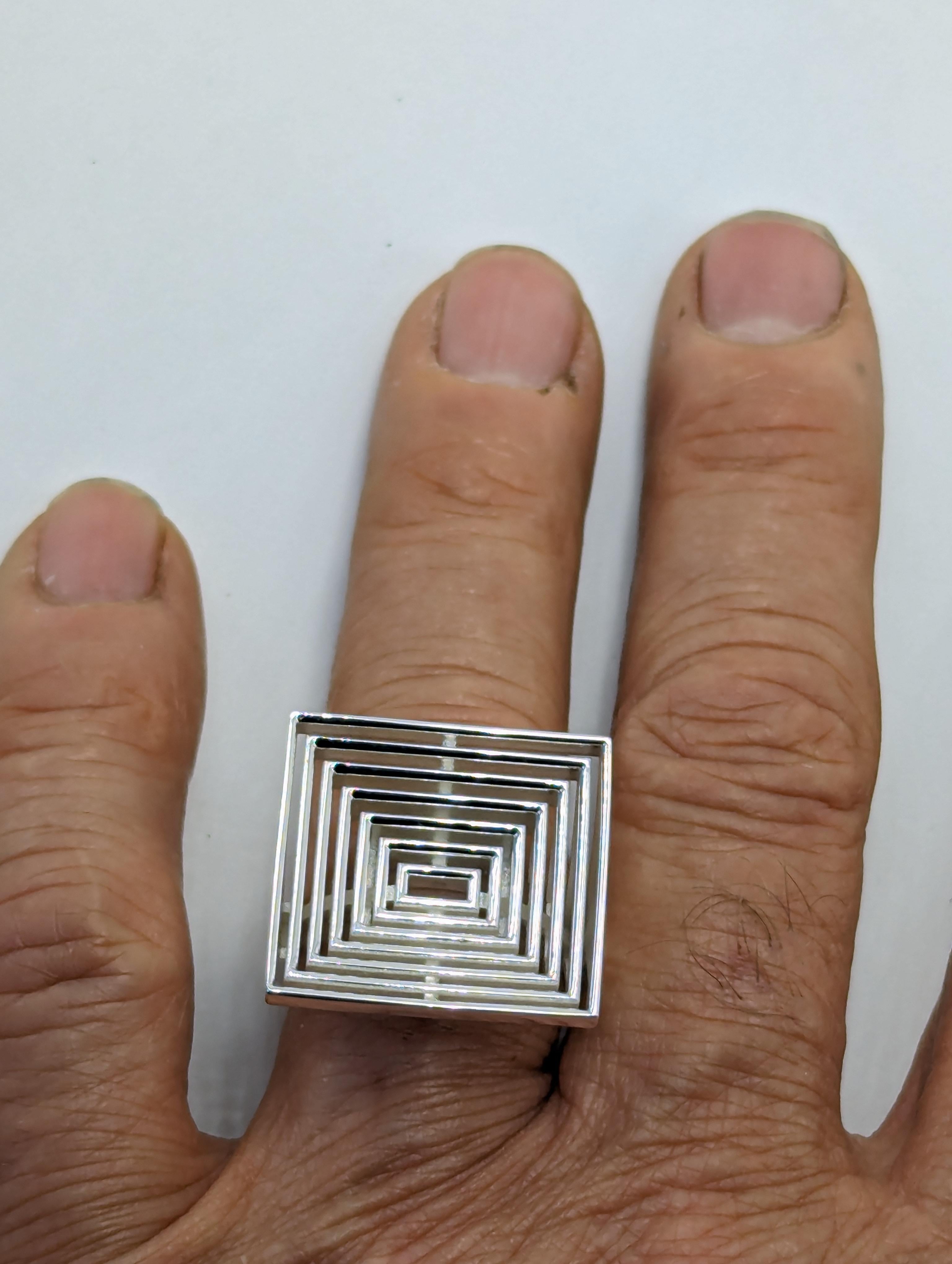For Sale:  Men's Sterling Rectangle Rows Ring 8
