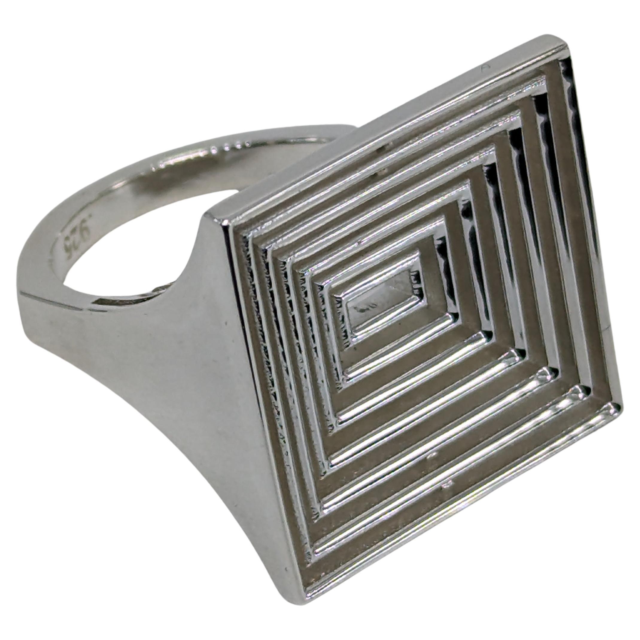 Men's Sterling Rectangle Rows Ring