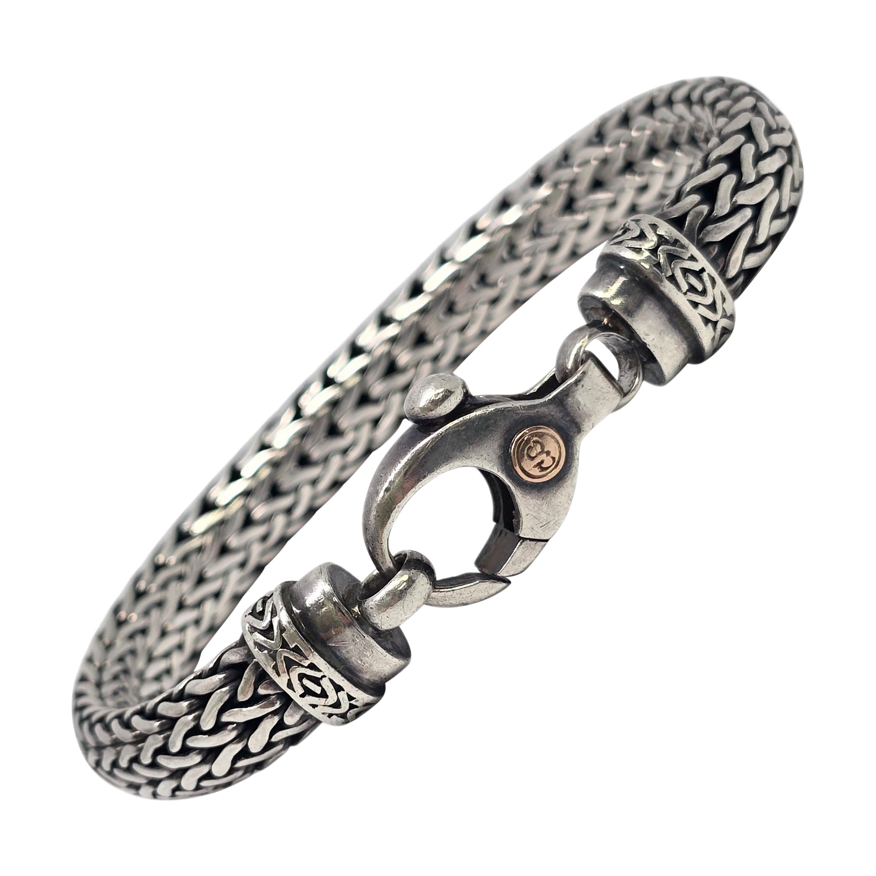 Men
s Sterling Silver Woven Wheat Bracelet #24168 For Sale