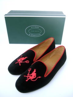 Herren Stubbs & Wootton Samt Teufel Pantoffel Schuhe in Box US Größe 10.5