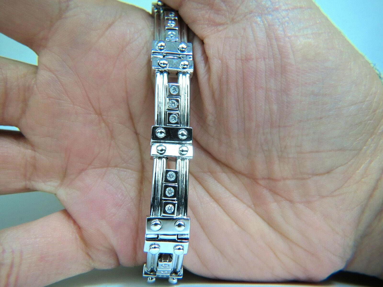 Mens Studded Gothic Deco Sliding Diamonds Box Bead Deco Channel Bracelet 14kt In New Condition For Sale In New York, NY