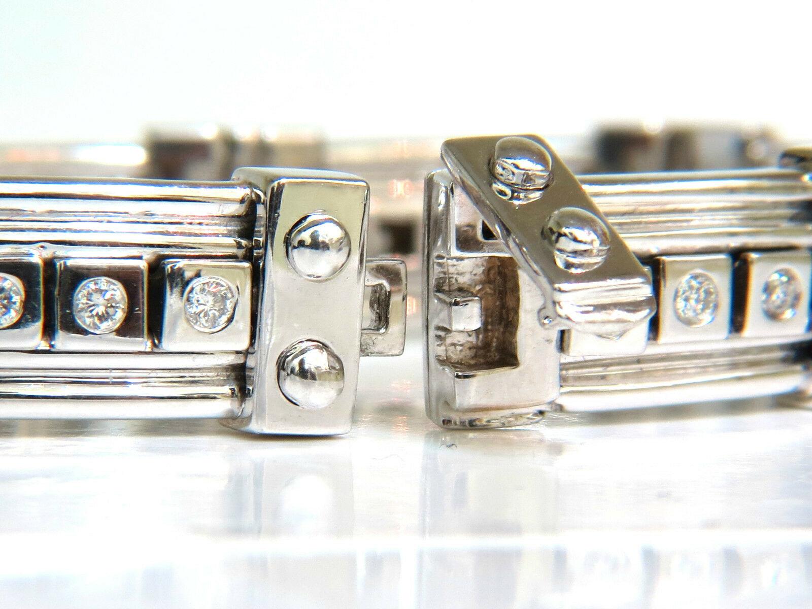 Women's or Men's Mens Studded Gothic Deco Sliding Diamonds Box Bead Deco Channel Bracelet 14kt For Sale