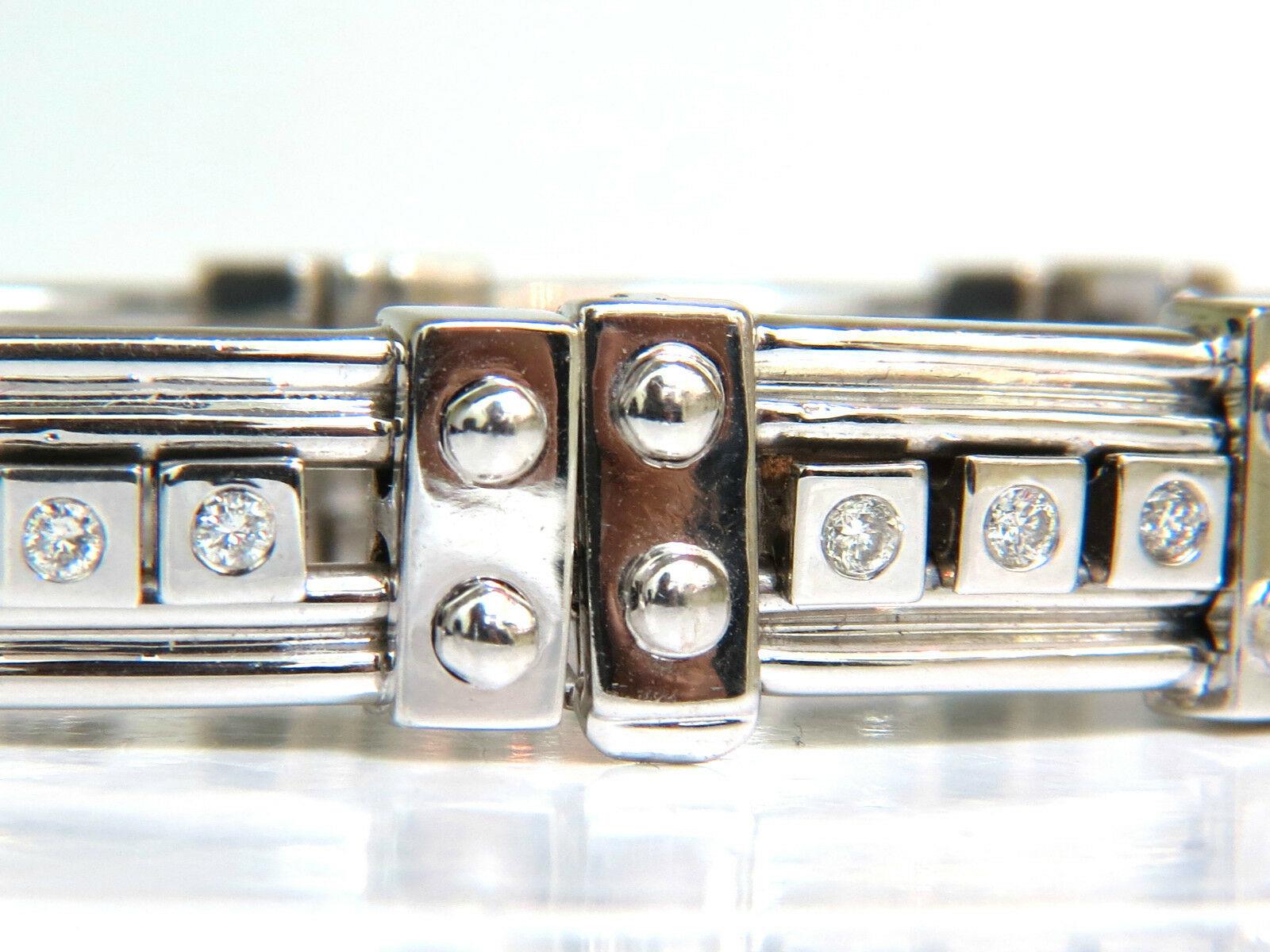 Mens Studded Gothic Deco Sliding Diamonds Box Bead Deco Channel Bracelet 14kt For Sale 1