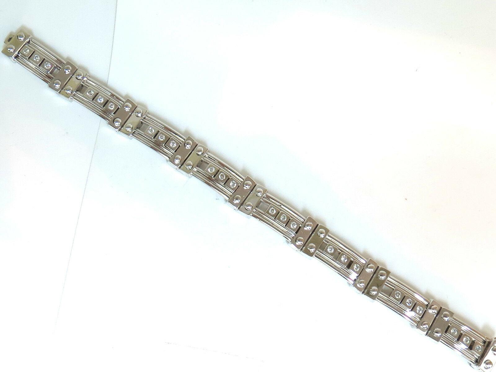 Mens Studded Gothic Deco Sliding Diamonds Box Bead Deco Channel Bracelet 14kt For Sale 2