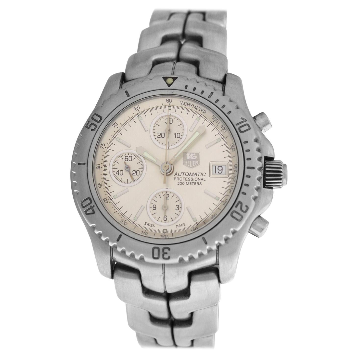 Men's TAG Heuer Link CT2113 Chronograph Steel Automatic Watch For Sale