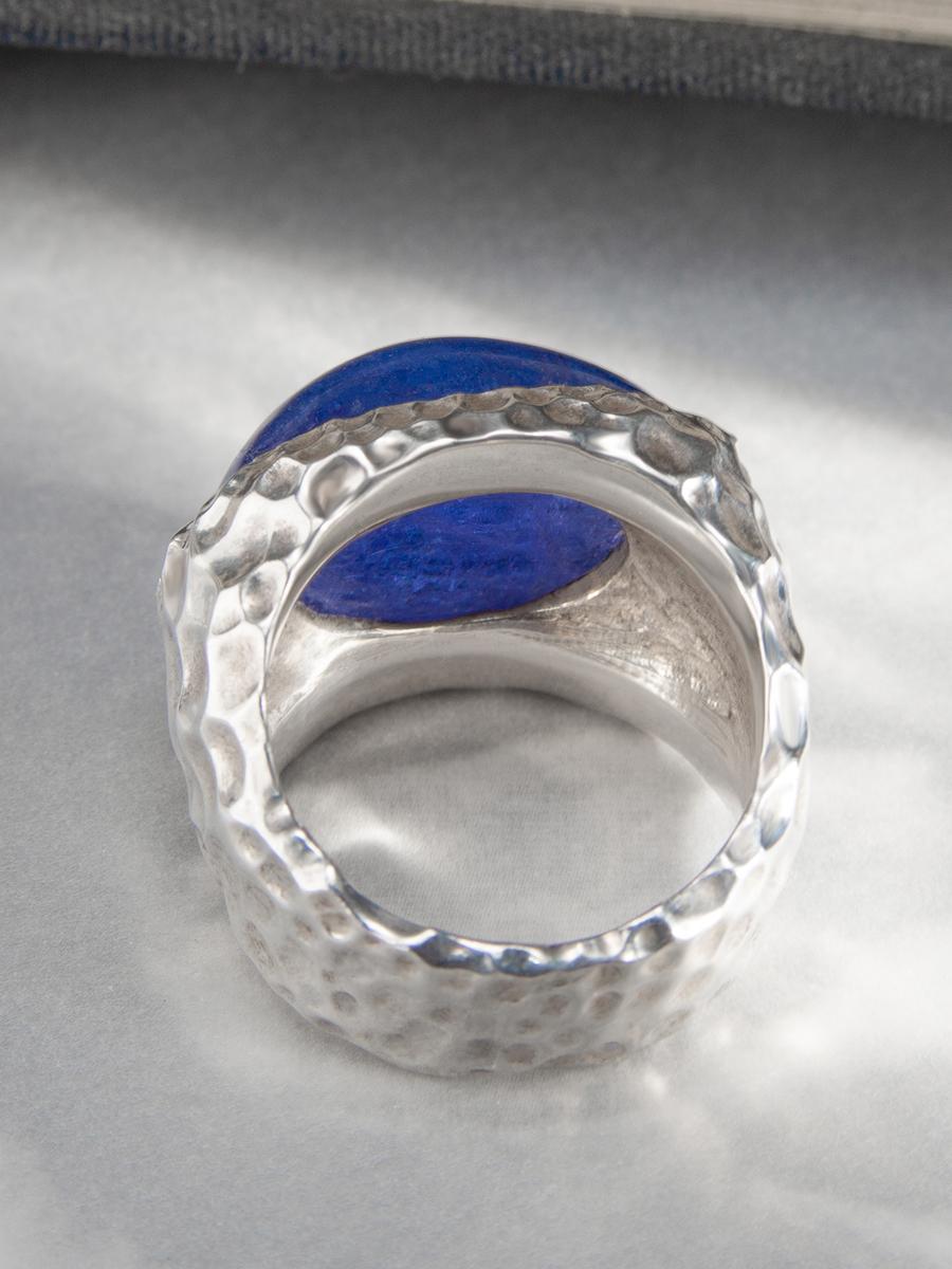 Large Tanzanite Silver Ring Dark Blue Large Cabochon Unisex In New Condition For Sale In Berlin, DE