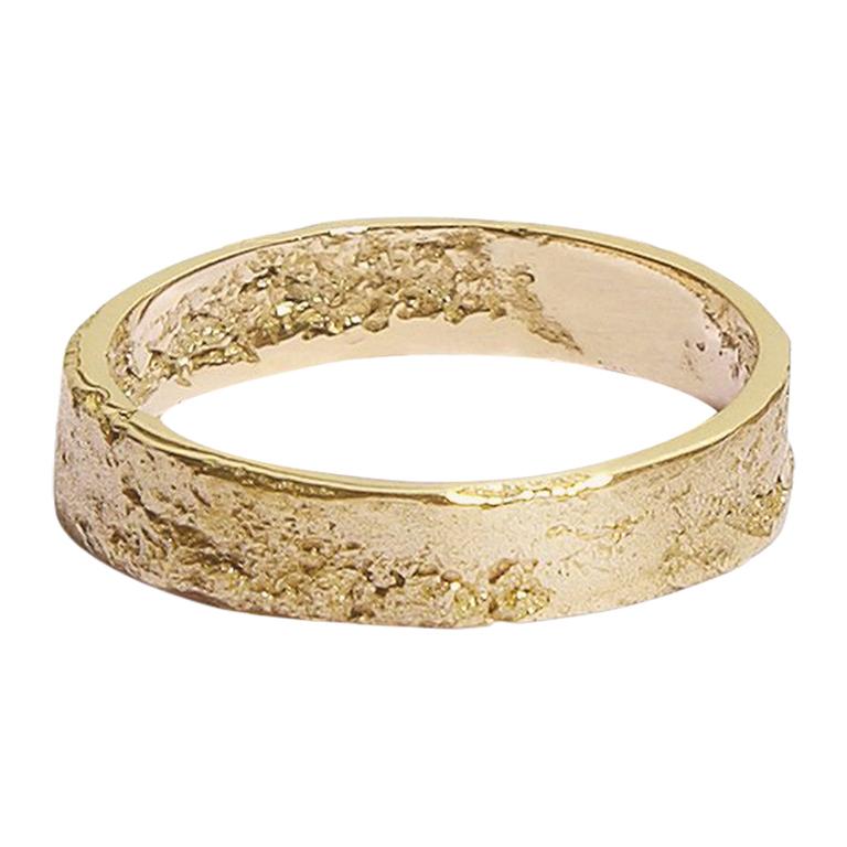 Men's Textured Ring in 18 Carat Yellow Gold by Allison Bryan at 1stDibs |  18 karat gold rings