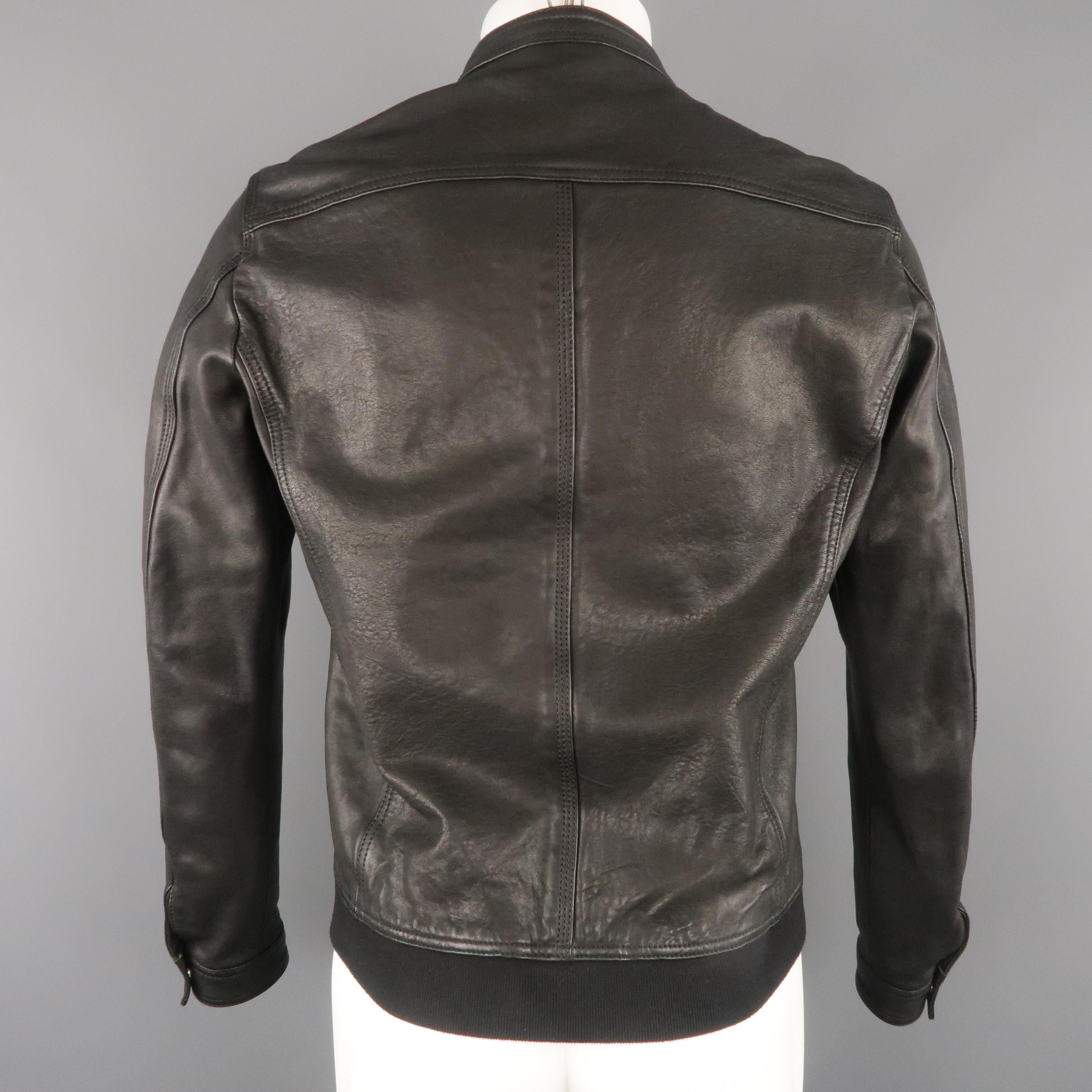 Men's THE KOOPLES M Black Leather Flap Pocket Motorcycle Jacket 2