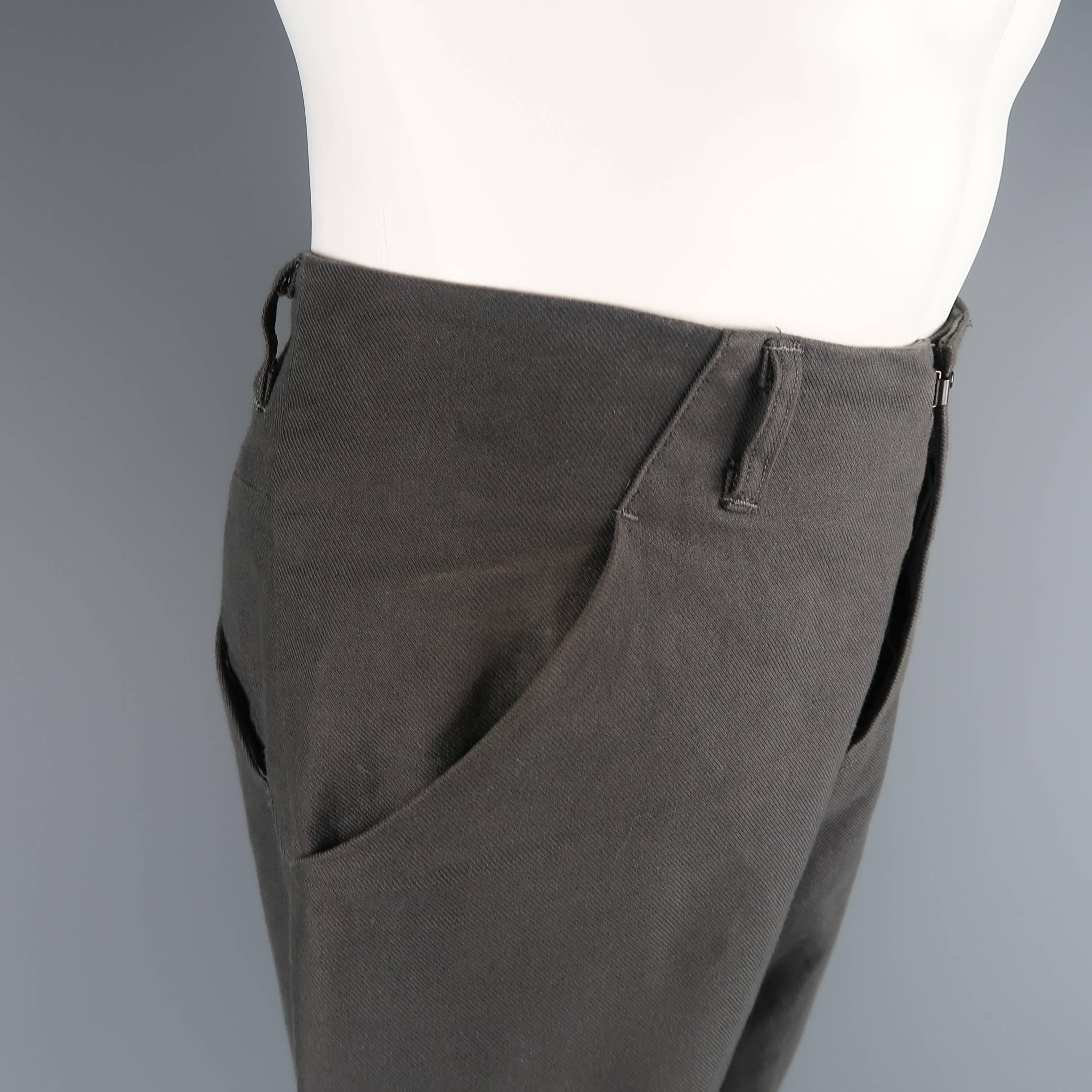 Black Men's THE VIRIDI-ANNE Size 32 Charcoal Cotton Denim Slanted Seam Pants