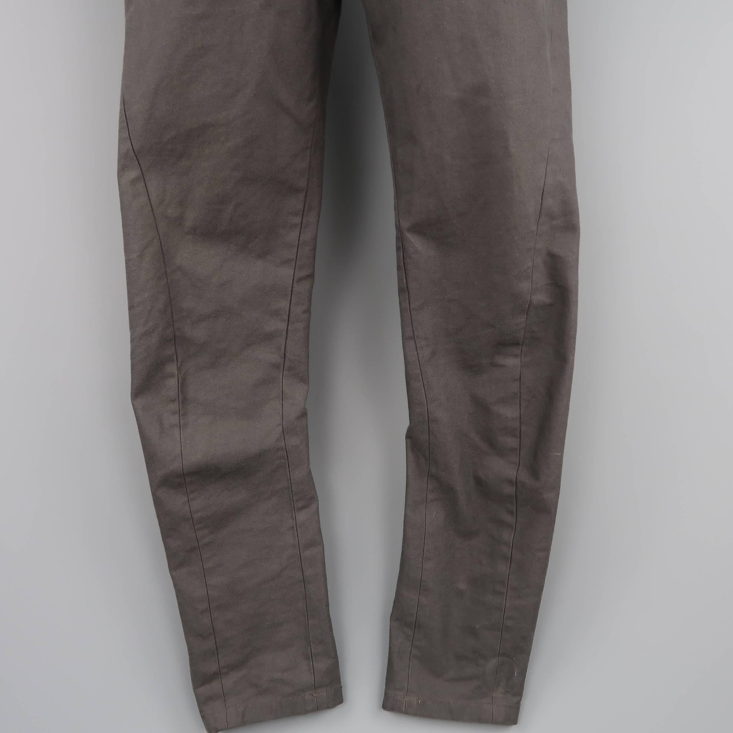 Men's THE VIRIDI-ANNE Size 32 Charcoal Cotton Denim Slanted Seam Pants In Fair Condition In San Francisco, CA