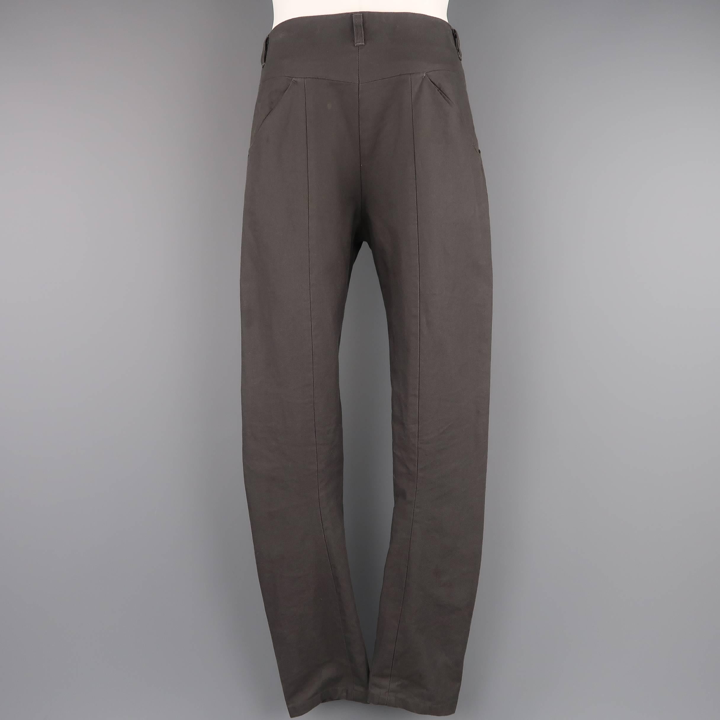 Men's THE VIRIDI-ANNE Size 32 Charcoal Cotton Denim Slanted Seam Pants 2