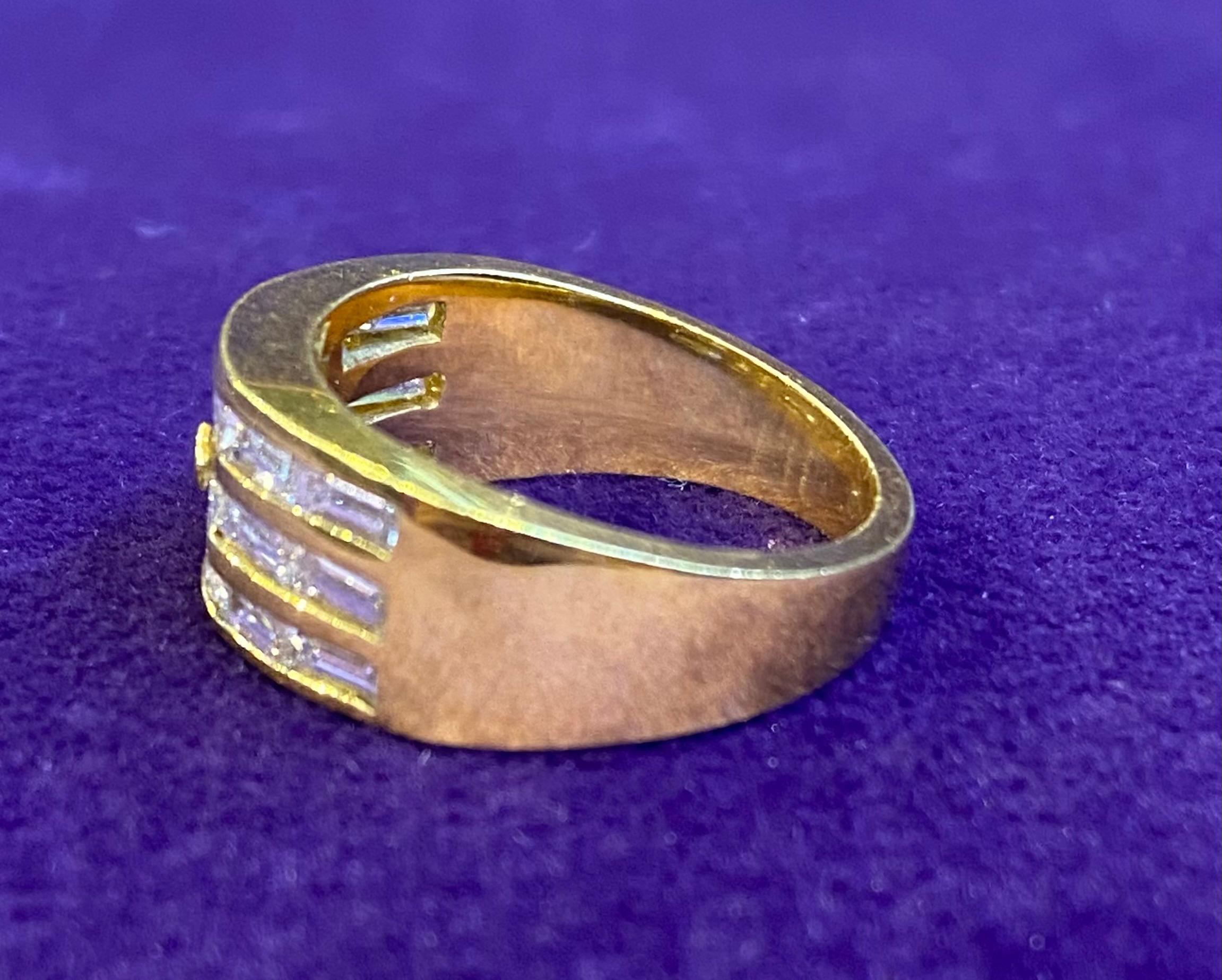 Men's Three Row Diamond Ring Band For Sale 3