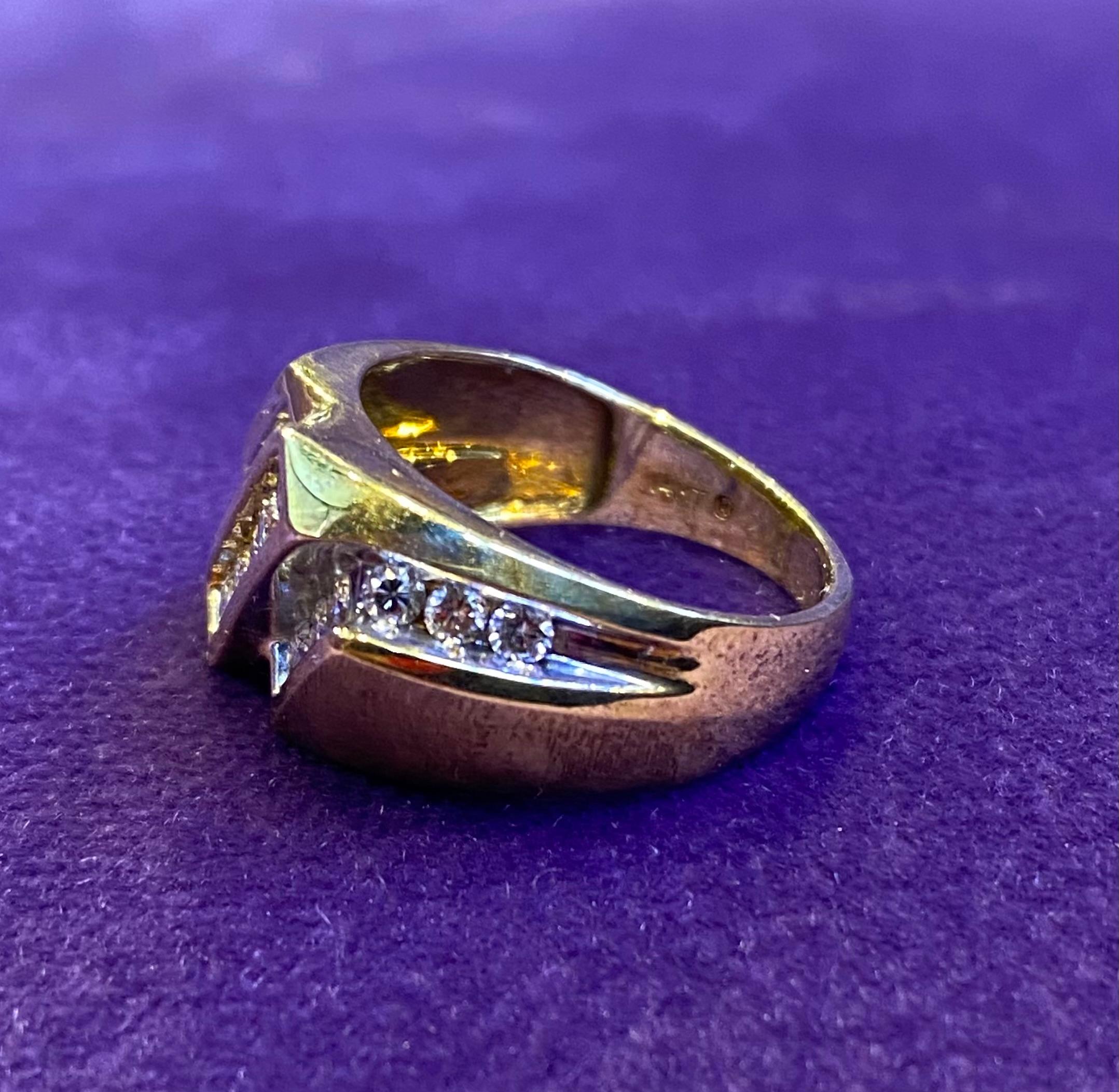Anello da uomo con tre file di diamanti in vendita 2