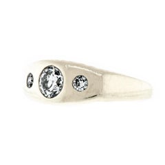 Men's Three-Stone Diamond and White Gold Ring