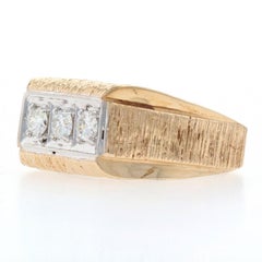 Men's Three-Stone Diamond Ring, 14 Karat Yellow Gold Round Brilliant .50 Carat
