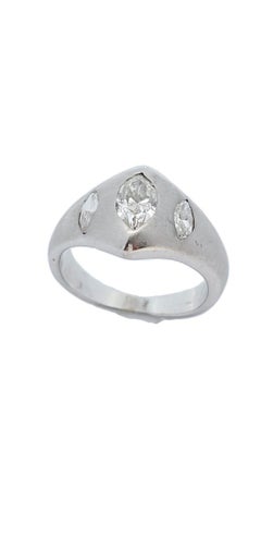 Men's Three Stone Marquise Cut Diamond Ring
