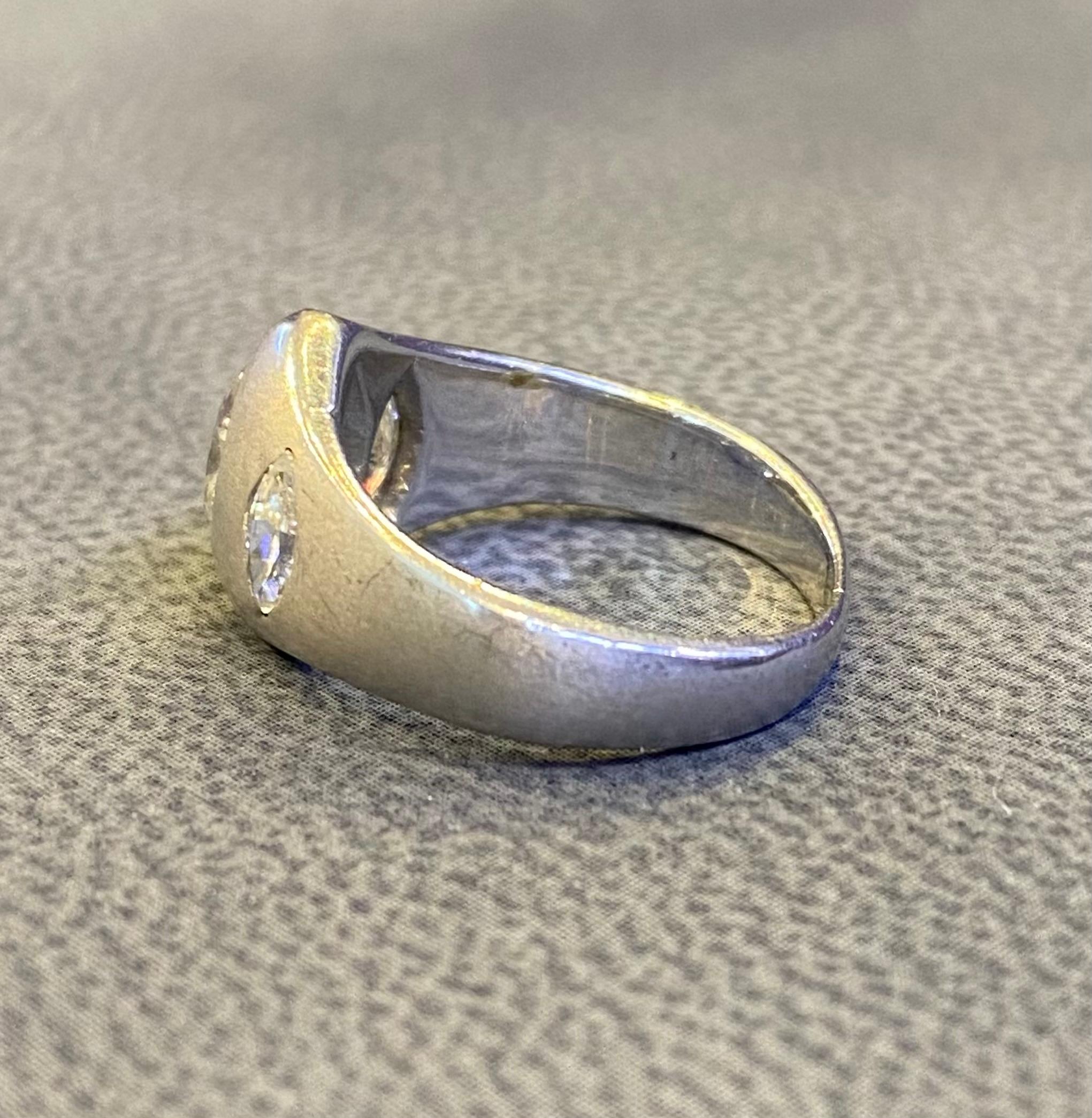 Men's Three Stone Marquise Cut Diamond Ring For Sale 5