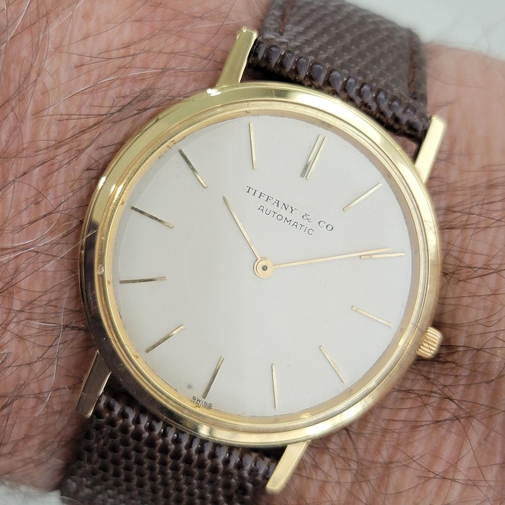 Mens Tiffany & Co 18k Solid Gold 34mm Automatic Slim Dress Watch 1960s RA514 9