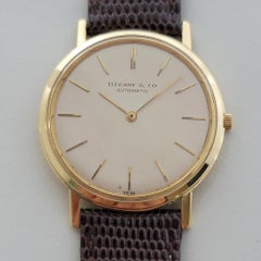 Mens Tiffany & Co 18k Solid Gold 34mm Automatic Slim Dress Watch 1960s RA514
