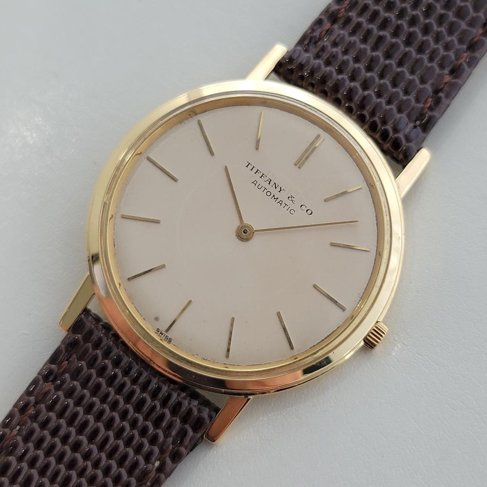 Men's Mens Tiffany & Co 18k Solid Gold 34mm Automatic Slim Dress Watch 1960s RA514