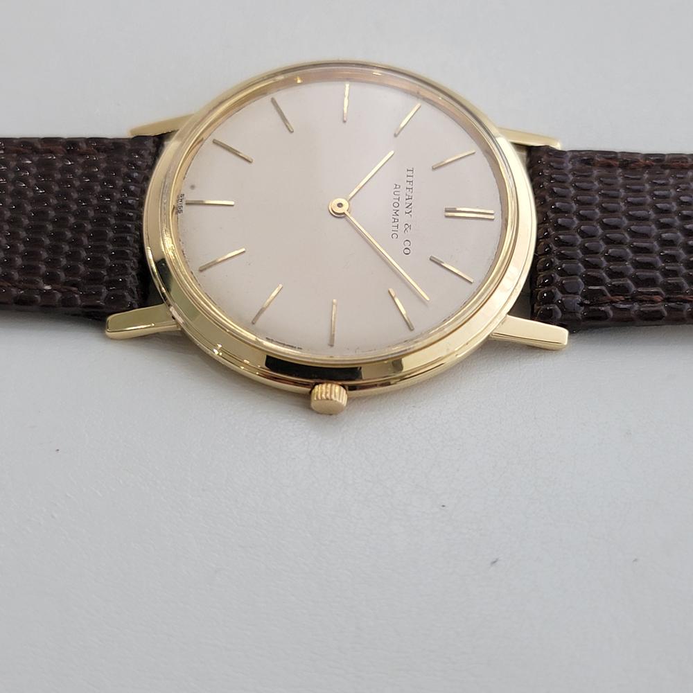 Mens Tiffany & Co 18k Solid Gold 34mm Automatic Slim Dress Watch 1960s RA514 1