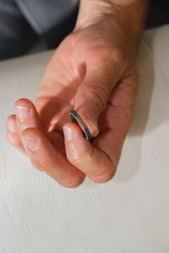 Men's Titanium 18 Karat Rose Gold Round Black Diamond Band Ring