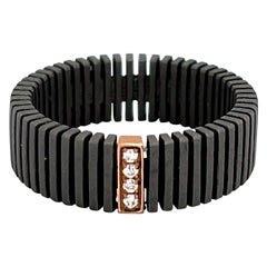 Men's Titanium 18 Karat Rose Gold Round Colorless Diamond Band Ring